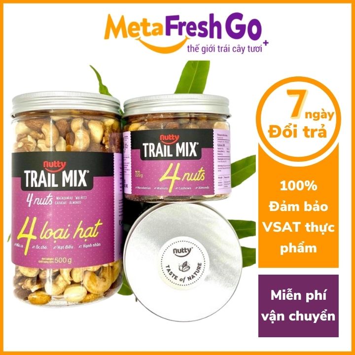 Hạt Dinh Dưỡng Trailmix 4 Loại Hạt Nutty - Tự Nhiên, Ít Calo,Heathy, Hỗ Trợ Giảm Cảm | Meta Freshgo