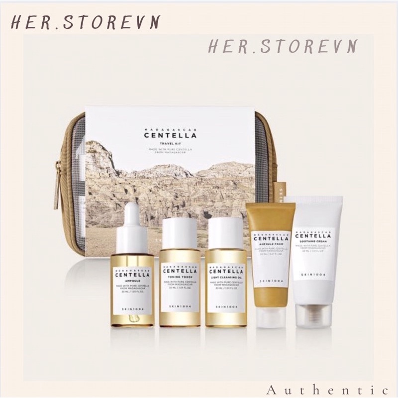 Combo 5 sản phẩm dưỡng da mini rau má SKIN1004 Madagascar Centella