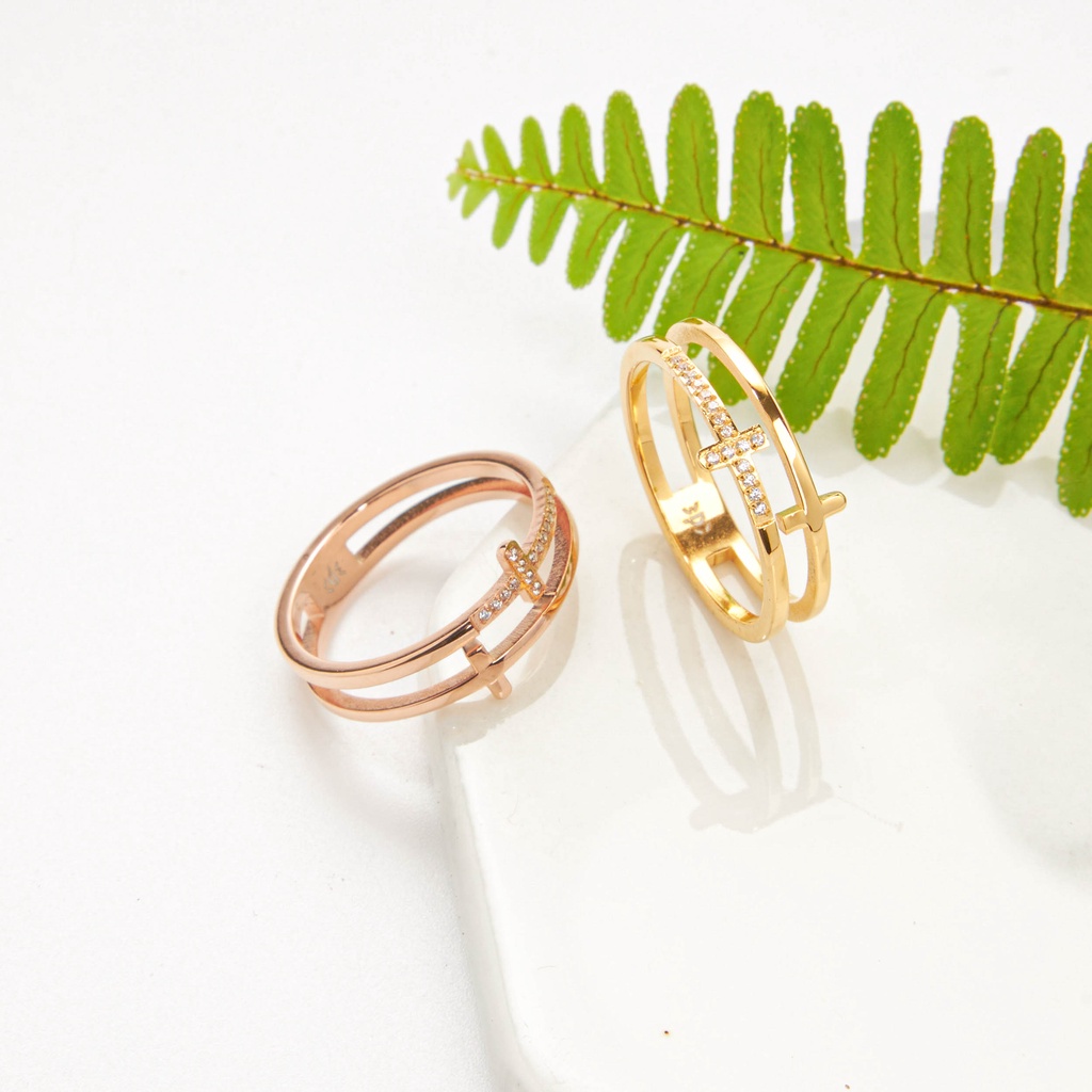 Nhẫn CDE Elsa T Crystal Dual Rose Gold Ring CDE8028