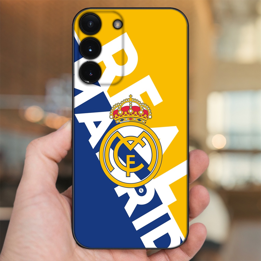 Ốp lưng Samsung S21, S21 Plus, S21 FE, S22, S22 Plus viền đen in hình Real Madrid
