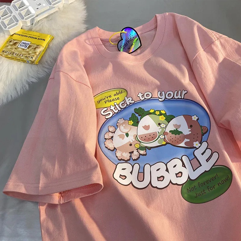 NRVP Áo Thun 100% Cotton Dáng Rộng Thời Trang Hàn Quốc Cho Nữ