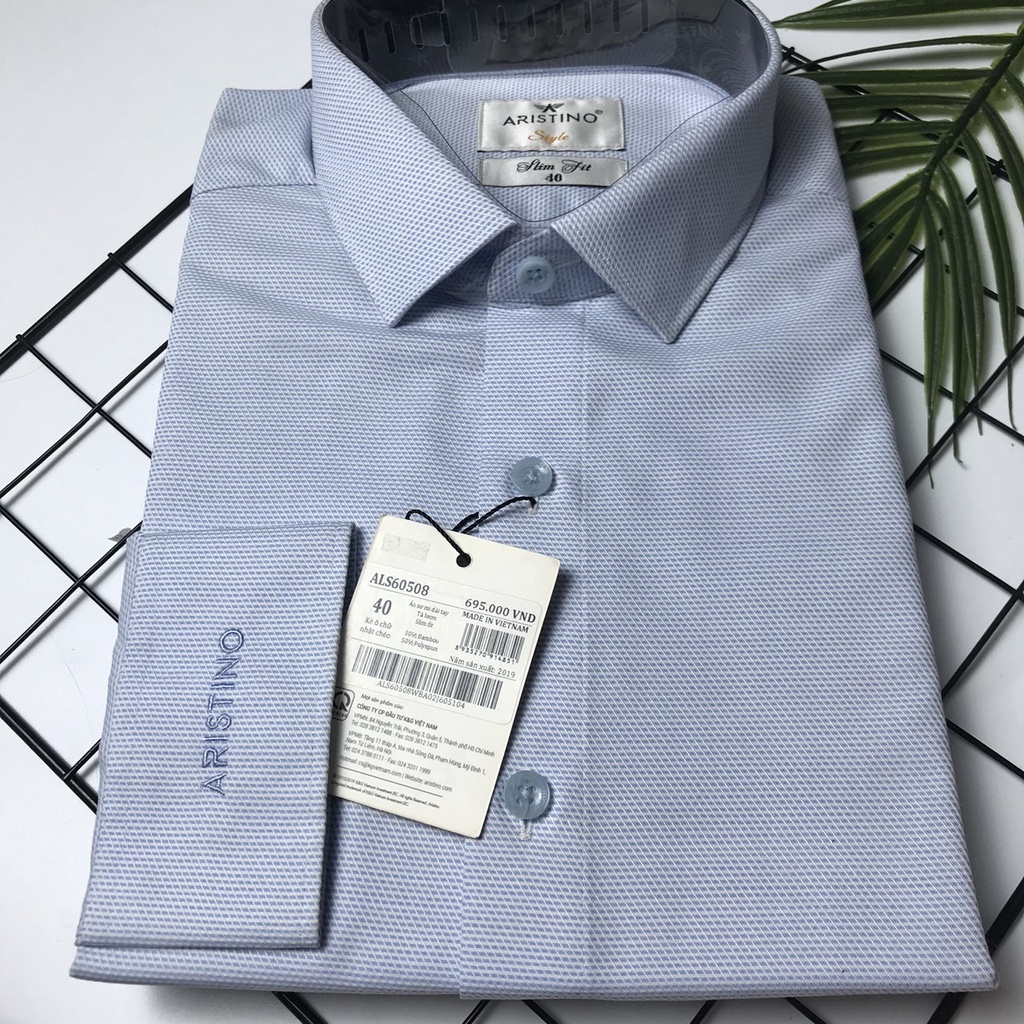 Áo sơ mi dài tay nam Aristino  from ôm tà lượn không túi ALS60508