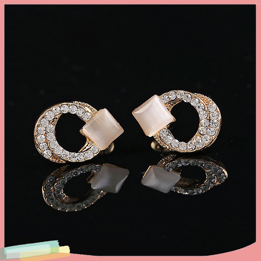 1 Đôi Khuyên Tai Mạ Vàng Đính Đá Sang Trọng Thời Trang