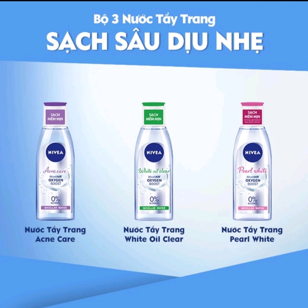 Nước tẩy trang NIVEA làm sáng da Pearl White Micellar Water 200ml