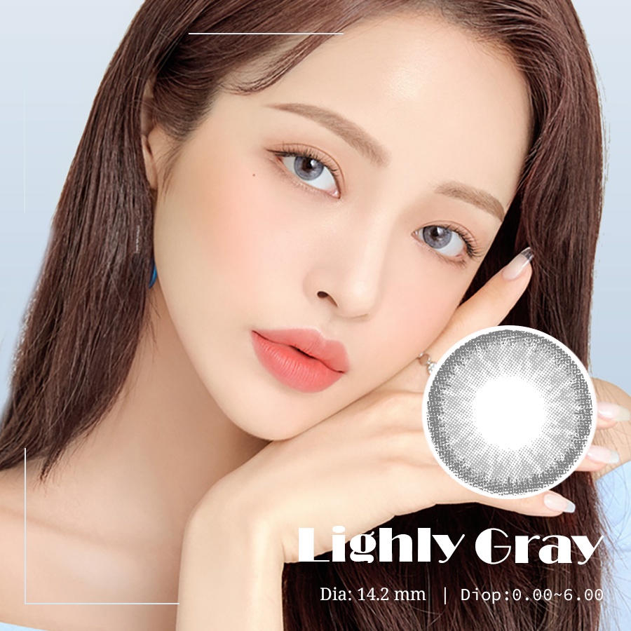 Kính áp tròng Hàn Quốc Blue Eyes - LIGHLY GRAY - Lens thời trang cận màu xám sáng cá tính - lens made in Korea