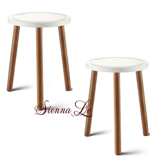 Sienna Le (Bộ 2) Kệ Giá Tròn Nhỏ Đỡ Chậu Hoa Đôn Gỗ - Chân Tháo Rời Mặt Bàn Có Khoét Rãnh - Bàn Trà Bàn Coffee 40x30cm