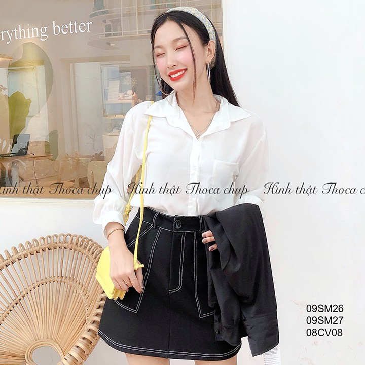 Chân váy 2 túi viền chỉ THOCA HOUSE trẻ trung phù hợp đi học, đi làm, đi chơi | BigBuy360 - bigbuy360.vn