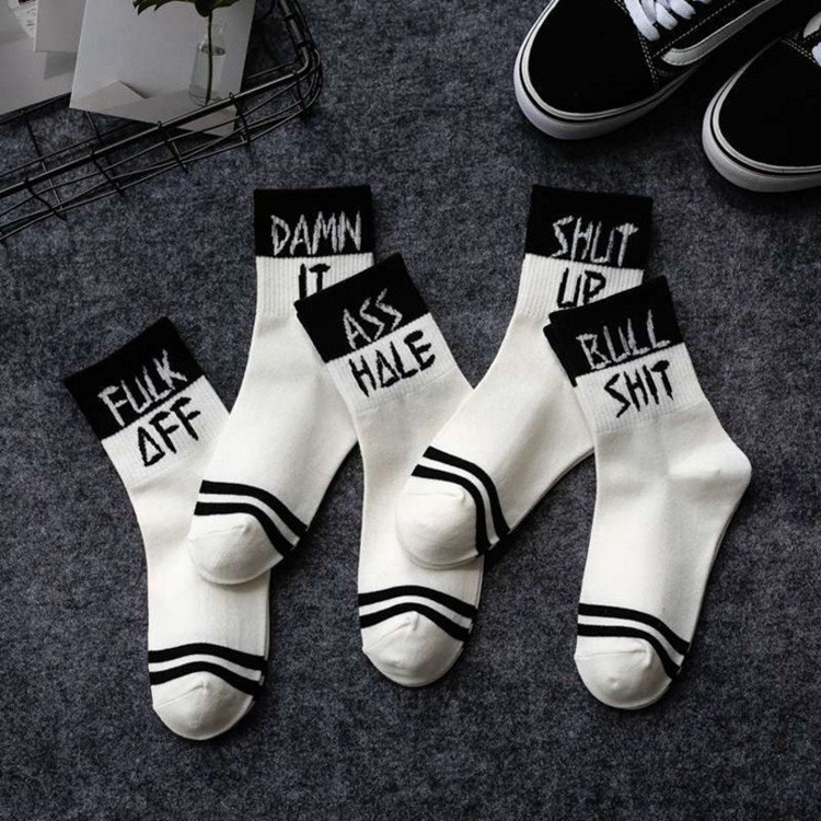 [ SIỂU RẺ ] VNA005 Tất Nam kèm SLOGAN phong cách độc đáo thể thao đường phố