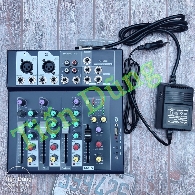 Mic thu âm AQ220 mixer F4 bluetooth chân đế dây livestream chế dây truyền nhạc dây mic 3m zắc 6.5 - Bộ livestream đầy đủ