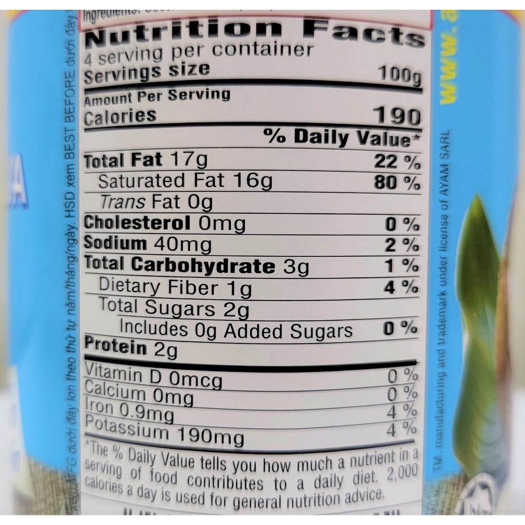 [Hộp 400ml – XANH NHẠT] NƯỚC CỐT DỪA [Malaysia] AYAM Premium Coconut Milk (halal)