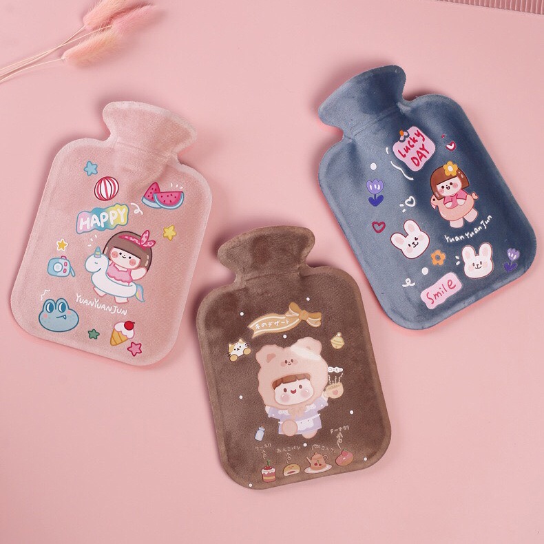 Túi chườm nóng lạnh nhung mềm giảm đau bụng kinh tan nhanh vết thương sưng tấy sưởi giữ ấm cơ thể hạ sốt 500ml Dimino
