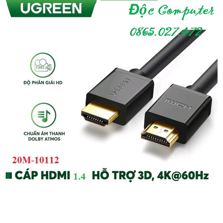 CÁP HDMI 20m UGREEN UG-10112 cao cấp hỗ trợ 3D 4K HD 1080_Hàng chính hãng