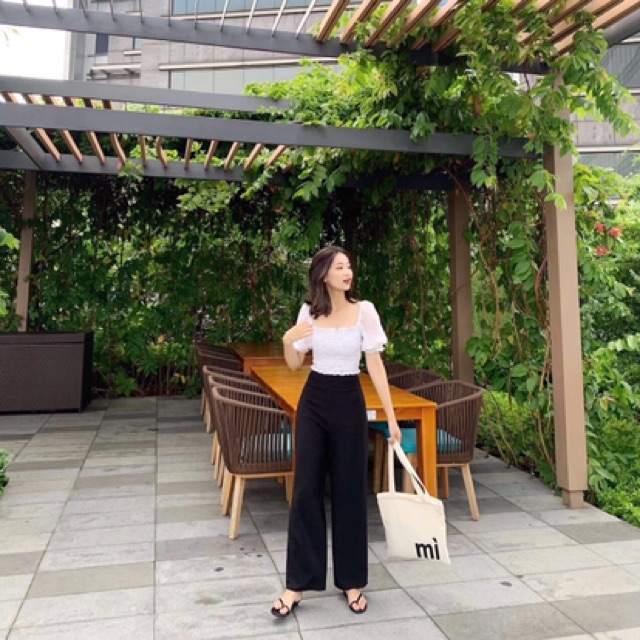 Sét áo nhún tay búp quần ống rộng | BigBuy360 - bigbuy360.vn