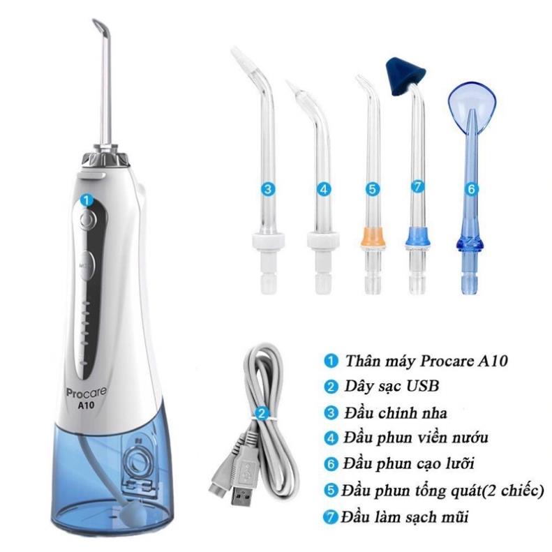 Máy Tăm Nước Chính Hãng Procare A10 (water flosser) - Thế Hệ Mới Cao Cấp - Chăm Sóc Răng Miệng Hiệu Qủa