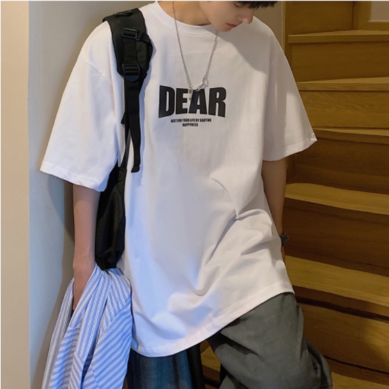 Áo Thun Tay Ngắn Dáng Rộng In Chữ Phong Cách Hàn Quốc Thời Trang Mùa Hè Cho Nam Size M-8XL
