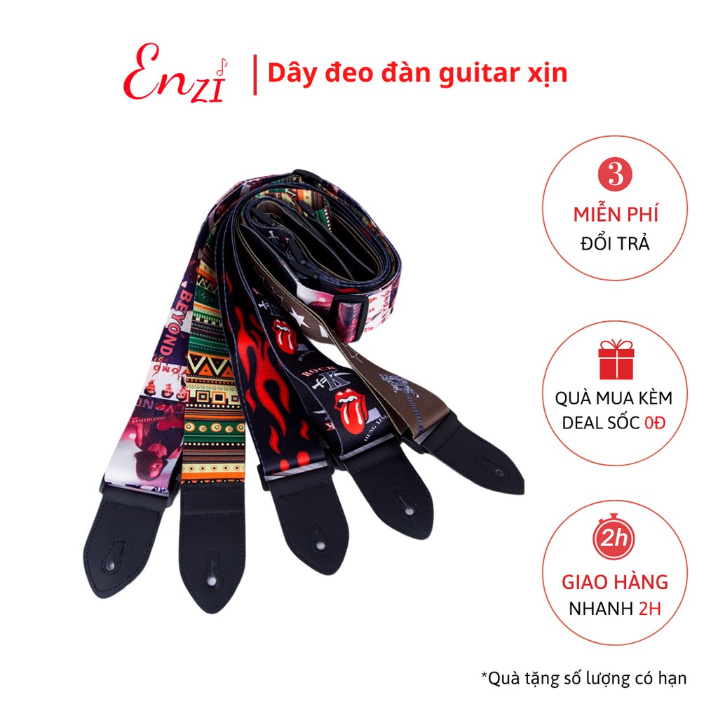 Dây đeo đàn guitar ukulele đàn classic, acoustic ghi ta bass  ghita điện phối hình dày dặn chắc chắn Enzi