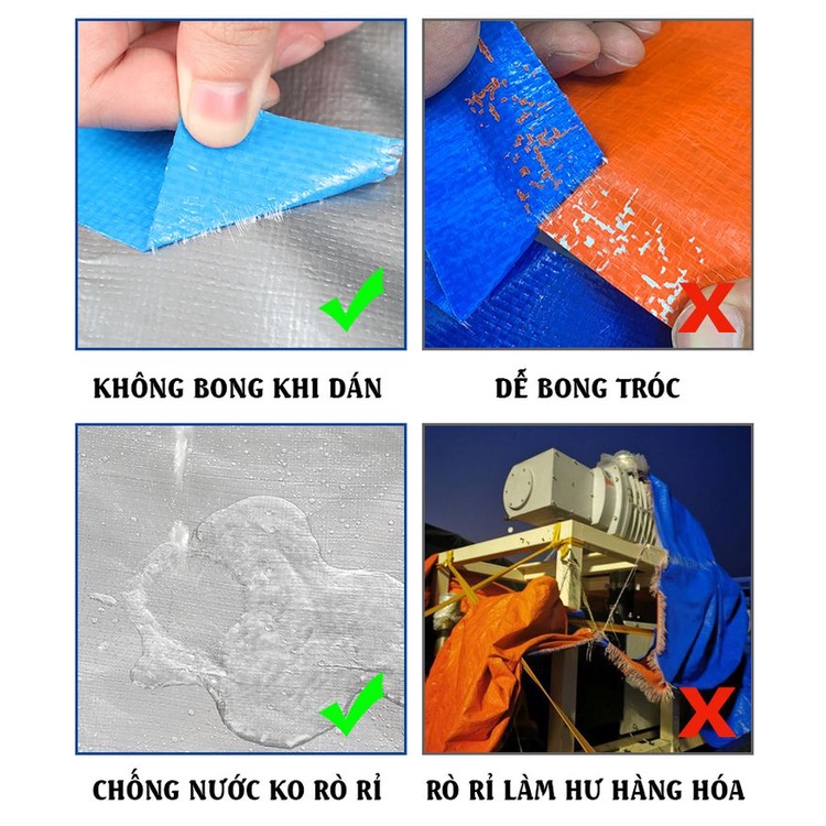 Bạt Che Nắng Mưa - May Viền Đóng Khoen Sẵn - Chống Thấm Nước - Kích Thước 2x4 - Màu Bạc - Nhựa Nam Việt