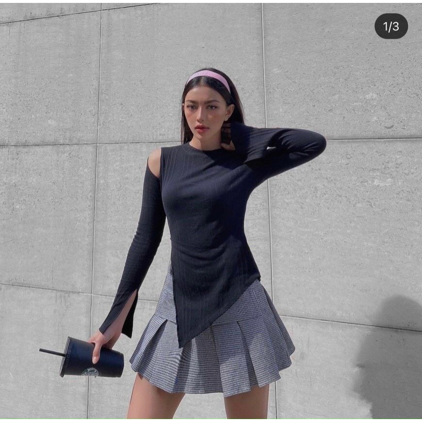 Áo Khoét Tay Xẻ Tà Xéo Ôm Body Khoe Eo Thon TH211