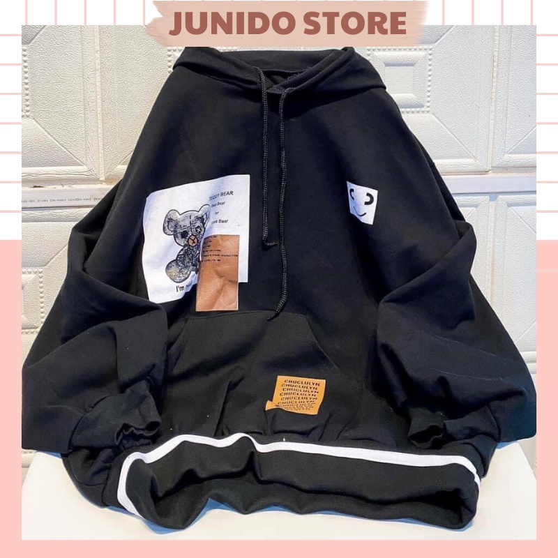 Áo Nỉ Hoodie Nữ Có Mũ Hình Chuột Form Rộng JUNIDO AH01