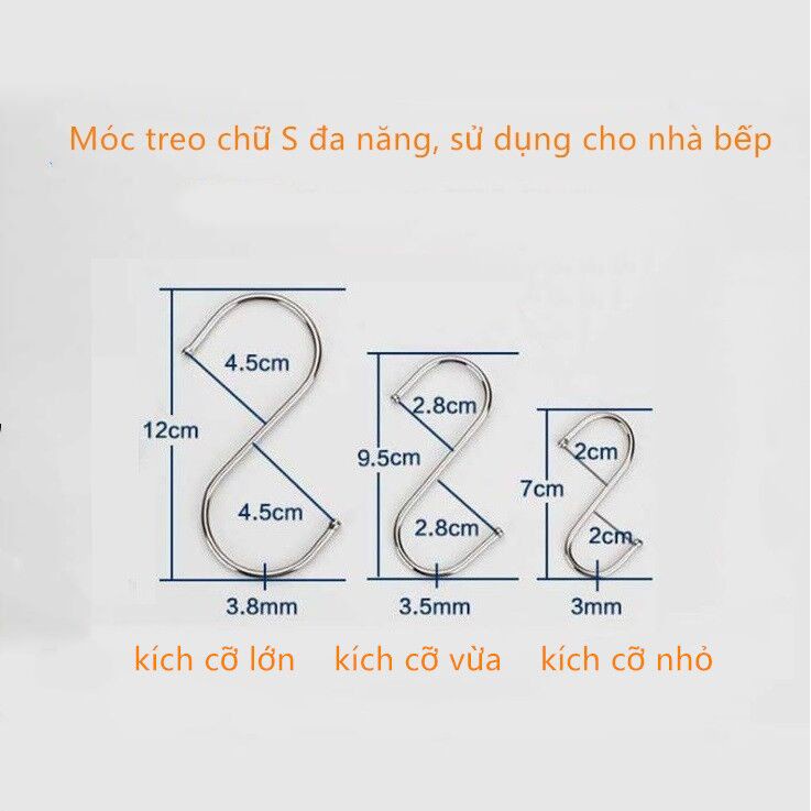 Móc Chữ S (Loại Cao Cấp Có Đầu Tròn) Treo Đồ Siêu Chắc - Treo Hàng Hóa - Inox Loại 1