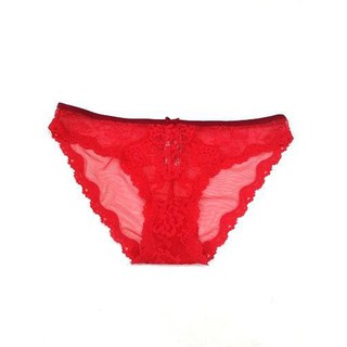 TH5068  Quần lót nữ ren đai nhung gắn nơ nhỏ phía trước  Victoria's secret đỏ