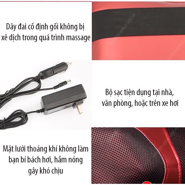Gối Massage Hồng Ngoại 8 Bi Đa Năng Massage Vai Gáy Cổ Lưng Toàn Thân - LAVITA
