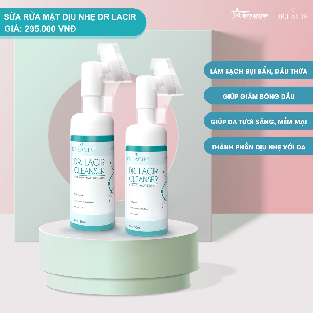 Sữa Rửa Mặt Dịu Nhẹ Drlacir, Chai 150ml,Giúp Làm Sạch Bụi Bẩn, Kiểm Soát Dầu,Làm Sáng Da,Ngừa Mụn,Phù Hợp Da Nhạy Cảm