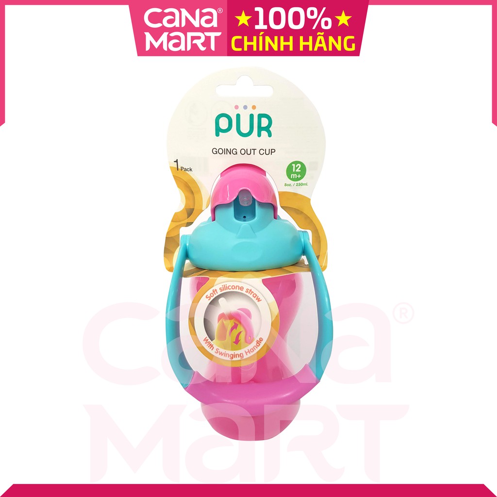 Bình ống hút đẹp cho bé có quai xách PUR (250ml) (9007) không chứa BPA, giúp bé uống nước dễ dàng