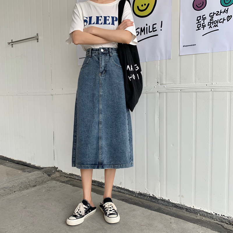 Chân Váy Denim XIAOZHAINV Dáng Chữ A Xẻ Tà Phong Cách Ulzzang Hàn Quốc Dễ Phối Đồ | BigBuy360 - bigbuy360.vn