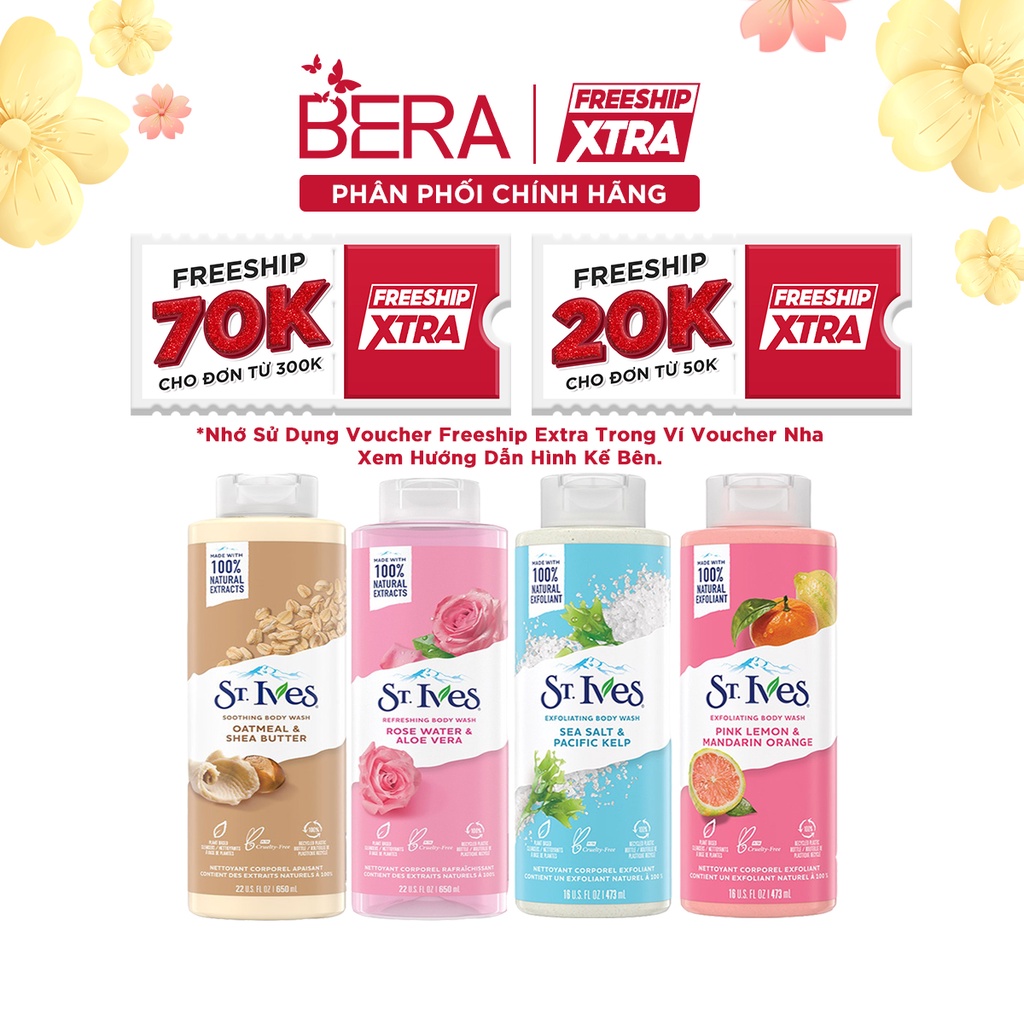 Sữa Tắm St.Ives Dưỡng Ẩm, Sáng Mịn, Tẩy Da Chết 650ml