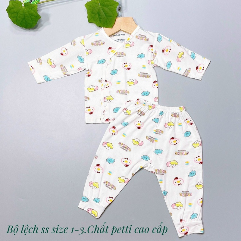 Đồ bộ dài tay cho bé sơ sinh, quần áo sơ sinh bé trai bé gái họa tiết đáng yêu vải pettit sợi tre mềm mịn _ B60