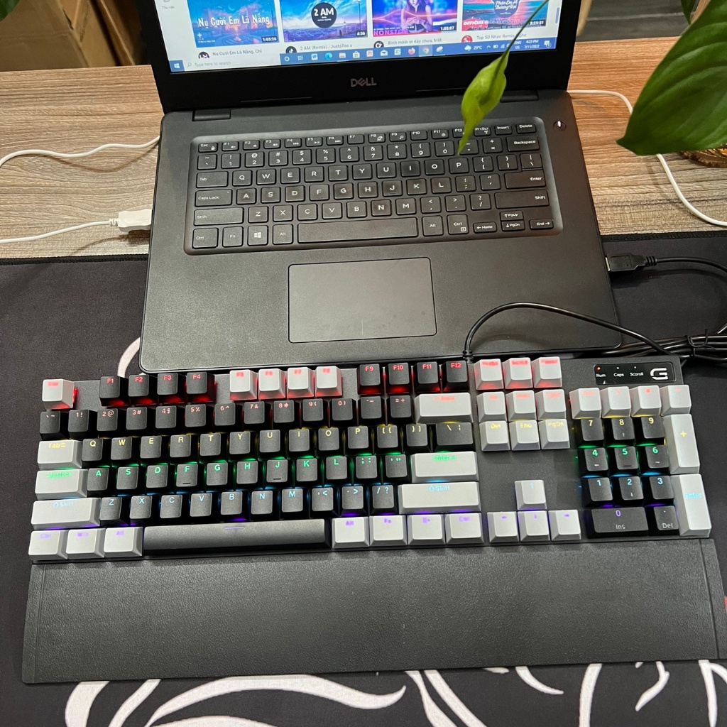 Bàn phím cơ gaming SPARTAN 3218 led rgb tích hợp 20 chế độ màu phím cơ học dây dài 1,5m mua tặng kèm lót chuột