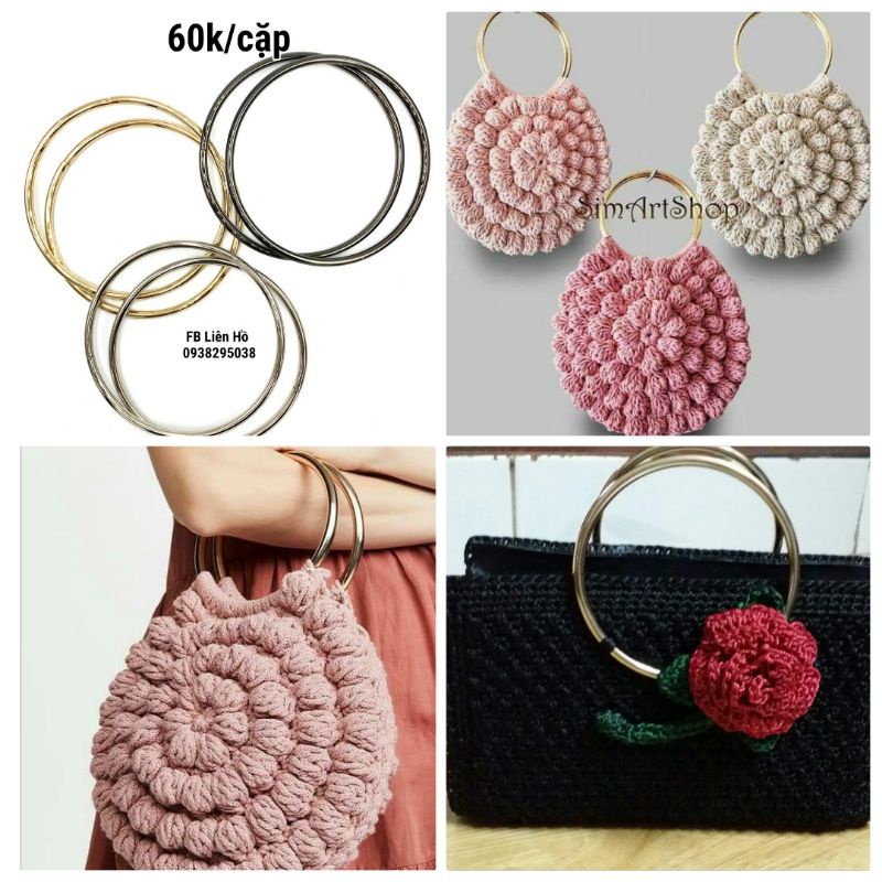 Quai tròn túi xách kim loại