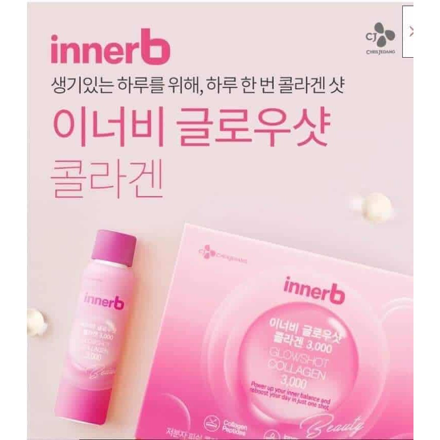 Hộp 6 chai nước uống Collagen Vitamin C sáng da InnerB Glowshot (50mlx6) | BigBuy360 - bigbuy360.vn