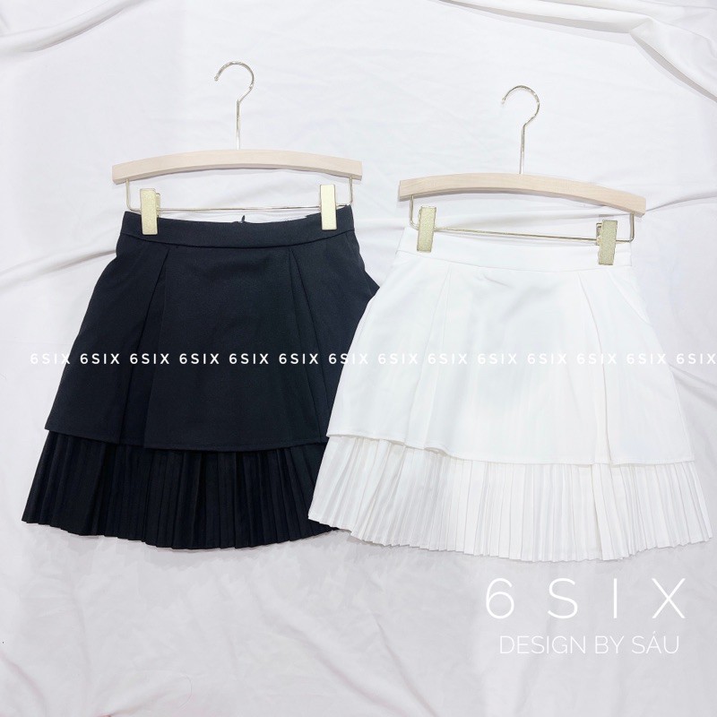 Chân váy xoè dập ly dưới - Đen, Trắng | BigBuy360 - bigbuy360.vn
