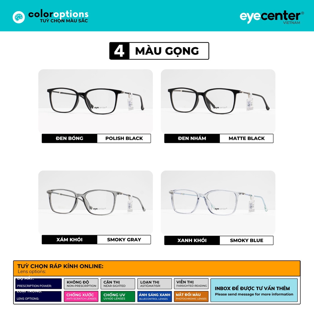 Gọng kính cận nam nữ chính hãng EYECENTER C07S lõi thép chống gãy nhập khẩu by Eye Center Vietnam