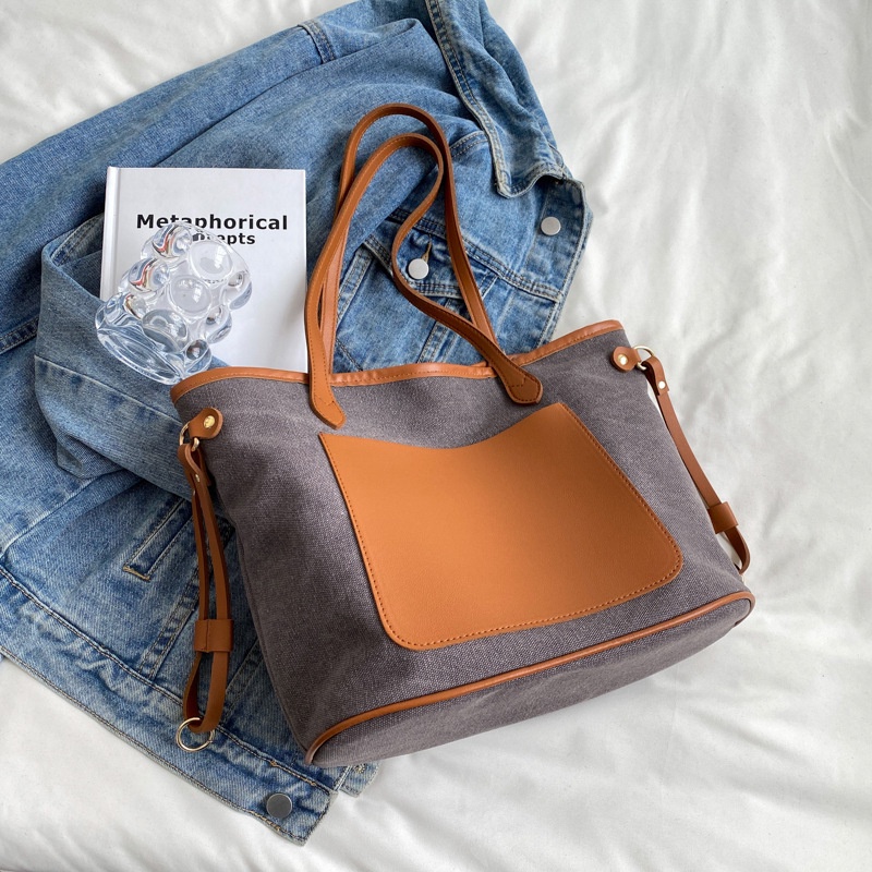 Túi Xách Canvas Cỡ Lớn Thiết Kế Đơn Giản Thời Trang