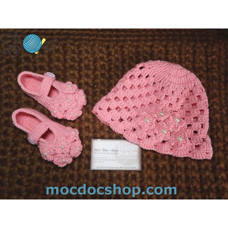 Giày nón len handmade cho bé gái 0-12 tháng