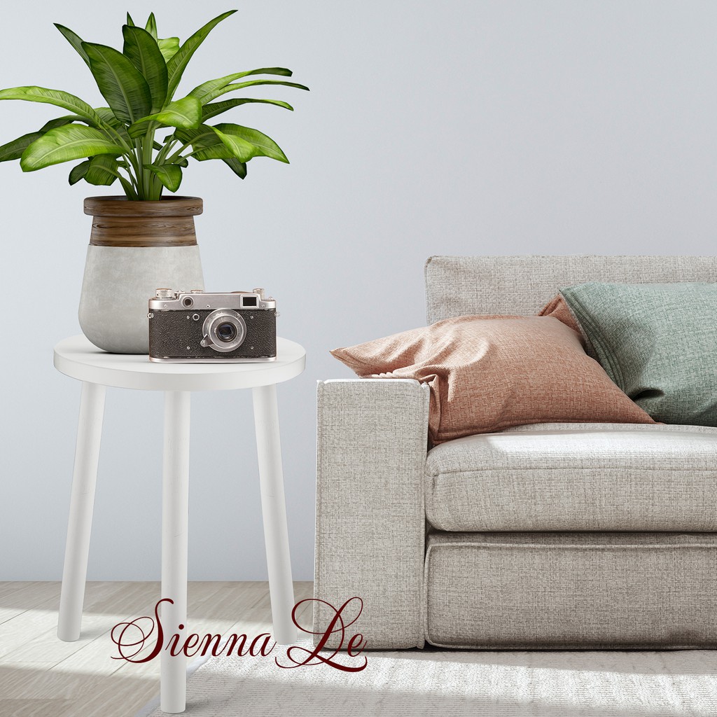 Sienna Le  Kệ Giá Tròn Nhỏ Đỡ Chậu Hoa Đôn Gỗ - Phong Cách Mid-Century - Bàn Trà Bàn Coffee 40x30cm ko ko