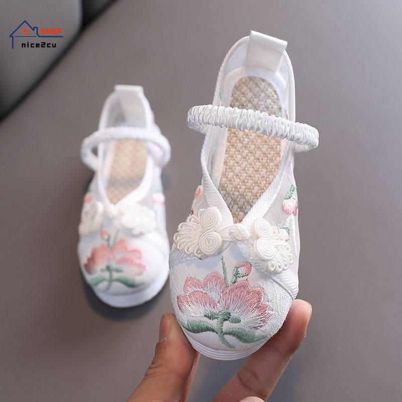 Giày Công Chúa Thêu Họa Tiết Phong Cách Bắc Kinh Cổ Điển Thời Trang Cho Bé Gái