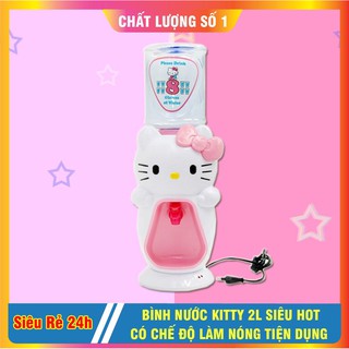 Bình nước hello kitty 2l có chế độ làm nóng siêu tiện dụng, bình nước văn phòng siêu hot hàng chất lượng