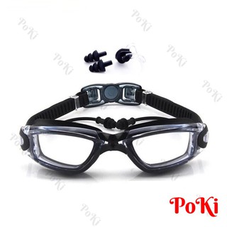 Kính bơi thời trang mắt TRONG 6615 gồm Bịt Tai + Kẹp Mũi, kính bơi ngăn UV cao cấp - POKI