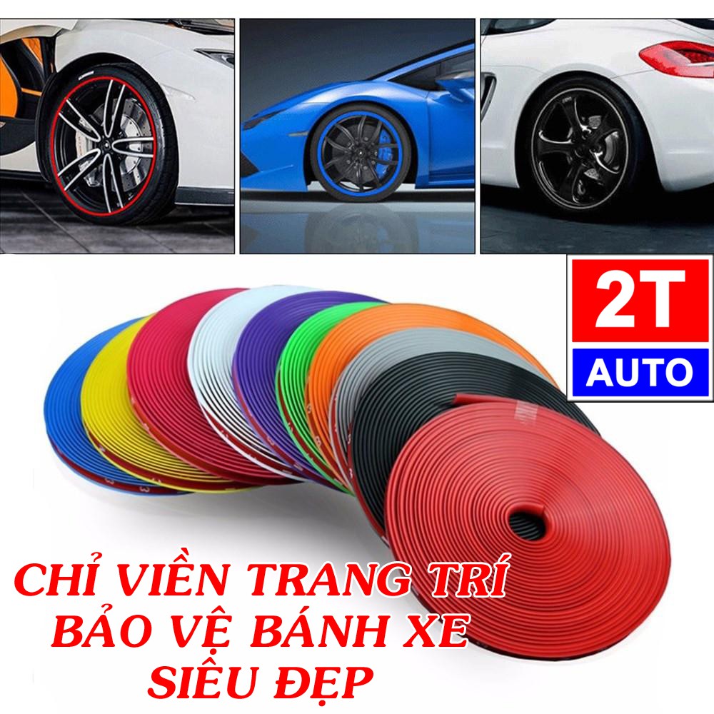 Cuộn dây chỉ viền sợi dán trang trí và bảo vệ vành mâm lazang ô tô xe hơi cao cấp dài 8M   SKU: 163