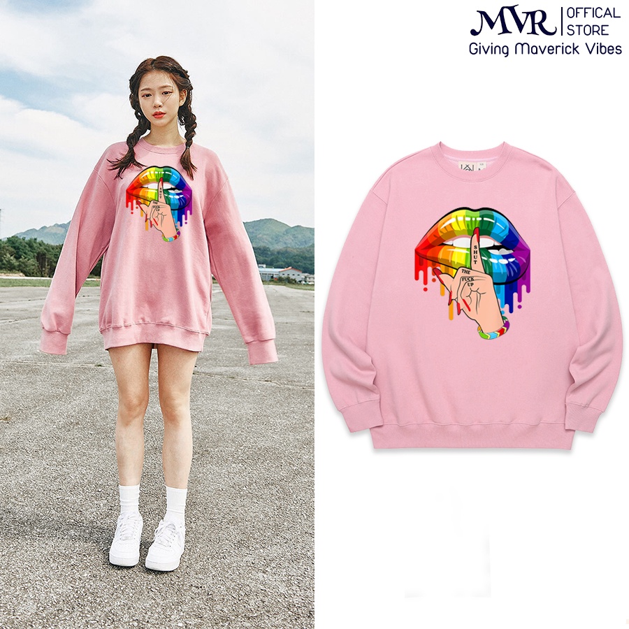 Áo thun tay dài sweater form rộng oversize 100kg môi 7 màu im lặng Hàn Quốc unisex nam nữ LGBT cotton da cá MVR KK6009