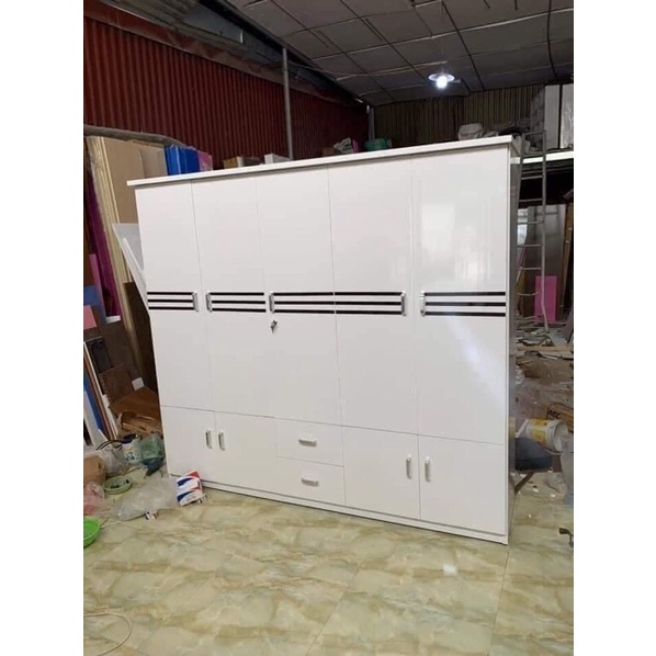Tủ nhựa đài loan 5 cánh siêu đẹp đựng quần áo gia đình cao 1m85 ngang 2m06