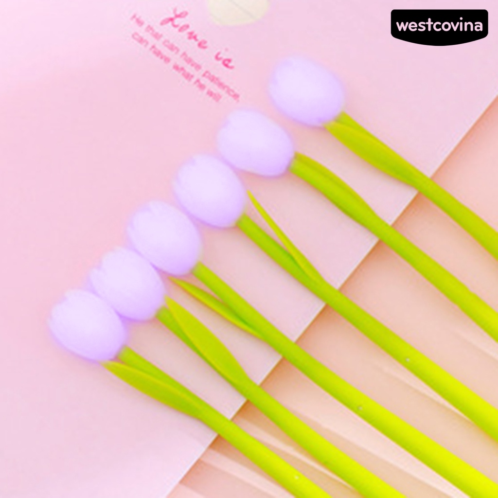 [Hot]✍Set 3 Bút Gel Silicone Hình Hoa Tulip Vui Nhộn Cho Học Sinh