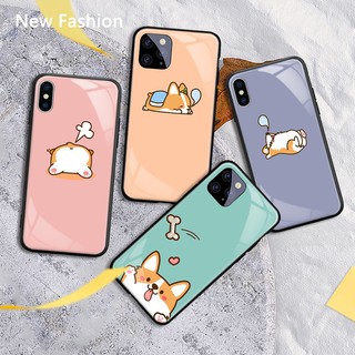 Ốp lưng kính viền nhựa in hình chó corgi cho iphone 8 plus 6s 7 11 12 pro 13 mini 13 pro max xr xs max - A938