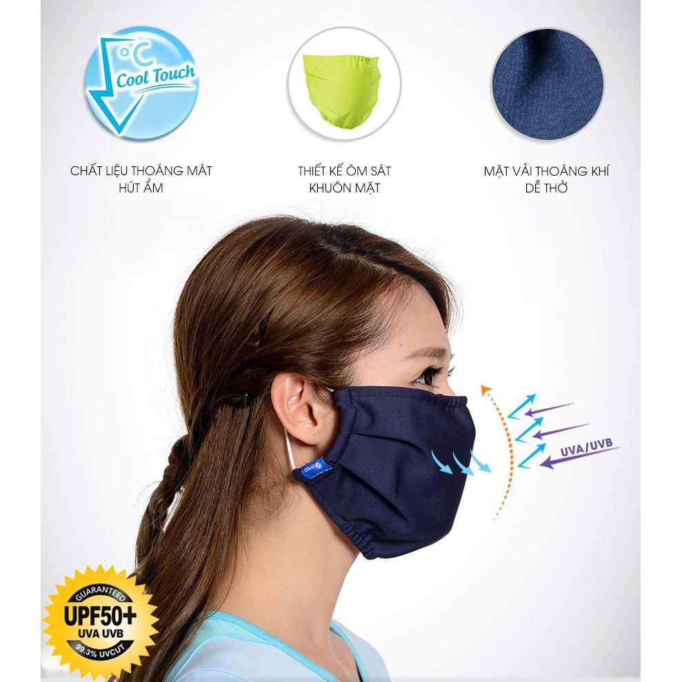 Khẩu trang chống nắng unisex chất liệu kháng khuẩn, hút ẩm nhanh khô UV100 LC 10027 | BigBuy360 - bigbuy360.vn