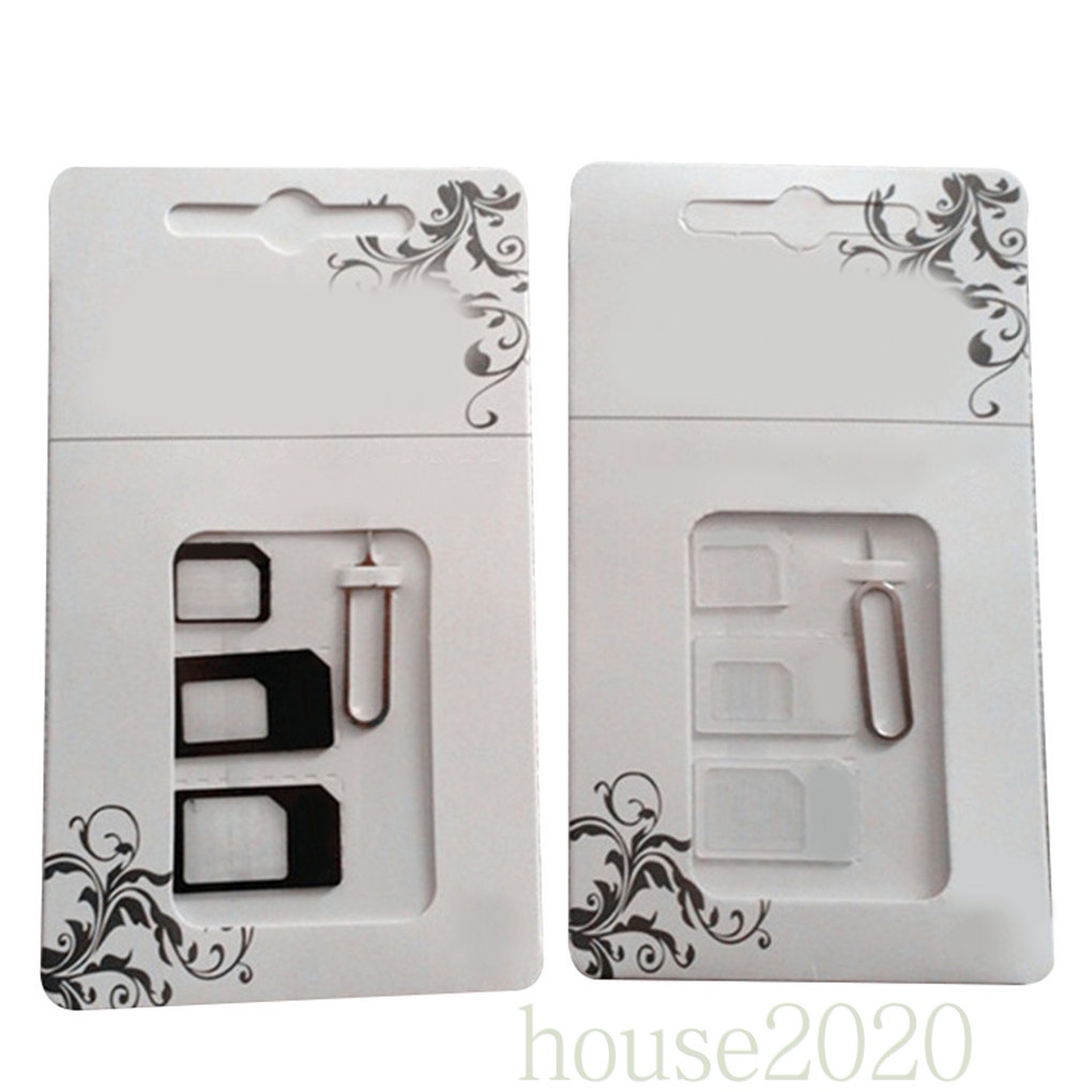 [house2020]SIM Card Adapter Kit 4 in 1 Converter Set Micro to SIM Card Removal Pin for Mobile Devices Random Color