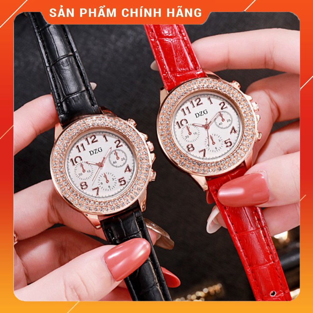 [Chính Hãng] [Siêu Sale] Cực Đẹp Đồng Hồ Đeo Tay Nữ DZG Mới Rhine Stone Vỏ Vàng Hồng Phiên Bản Hàn Quốc